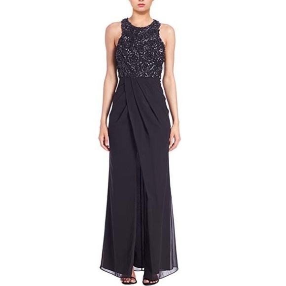 Parker Dresses & Skirts - Parker Black - Floral Applique Draped Dress